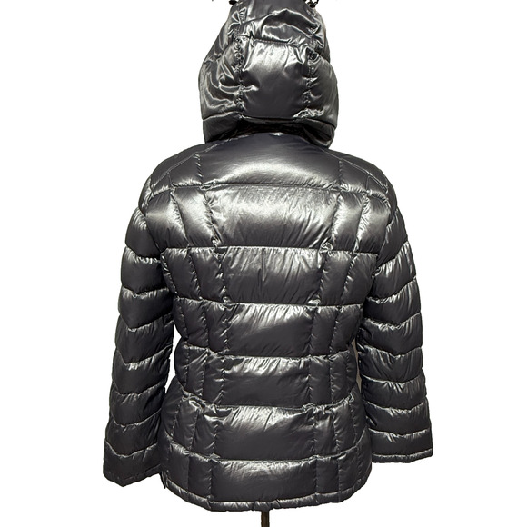 Calvin Klein Puffer Jacket Womens XL Gray Packable Premium Down Hooded Full Zip - Picture 2 of 13